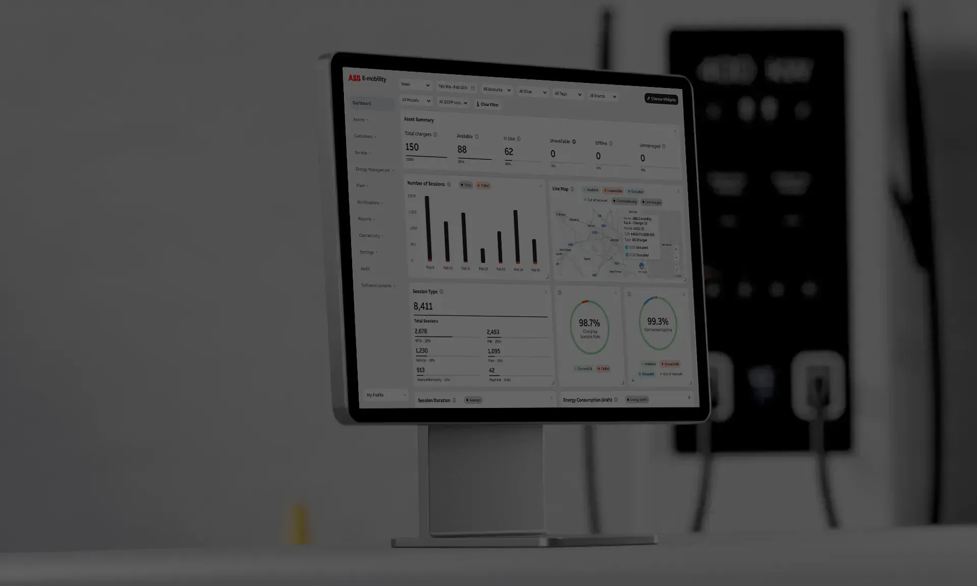Monitor with asset management software