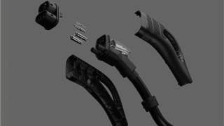 Exploding image showing small components of a P-series connector