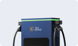 Top of a C50 charger with configured brand elements