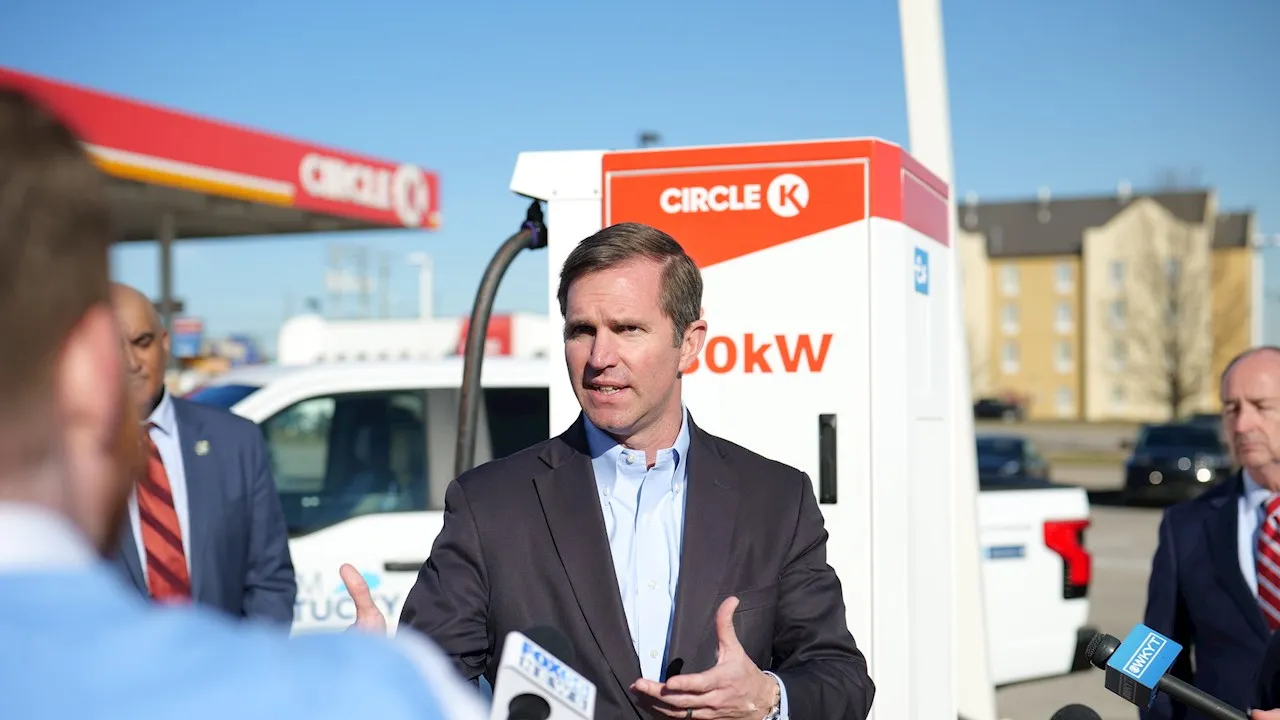 Kentucky Governor Andy Beshear at an event introducing the first NEVI compliant charging site in the southeastern United States