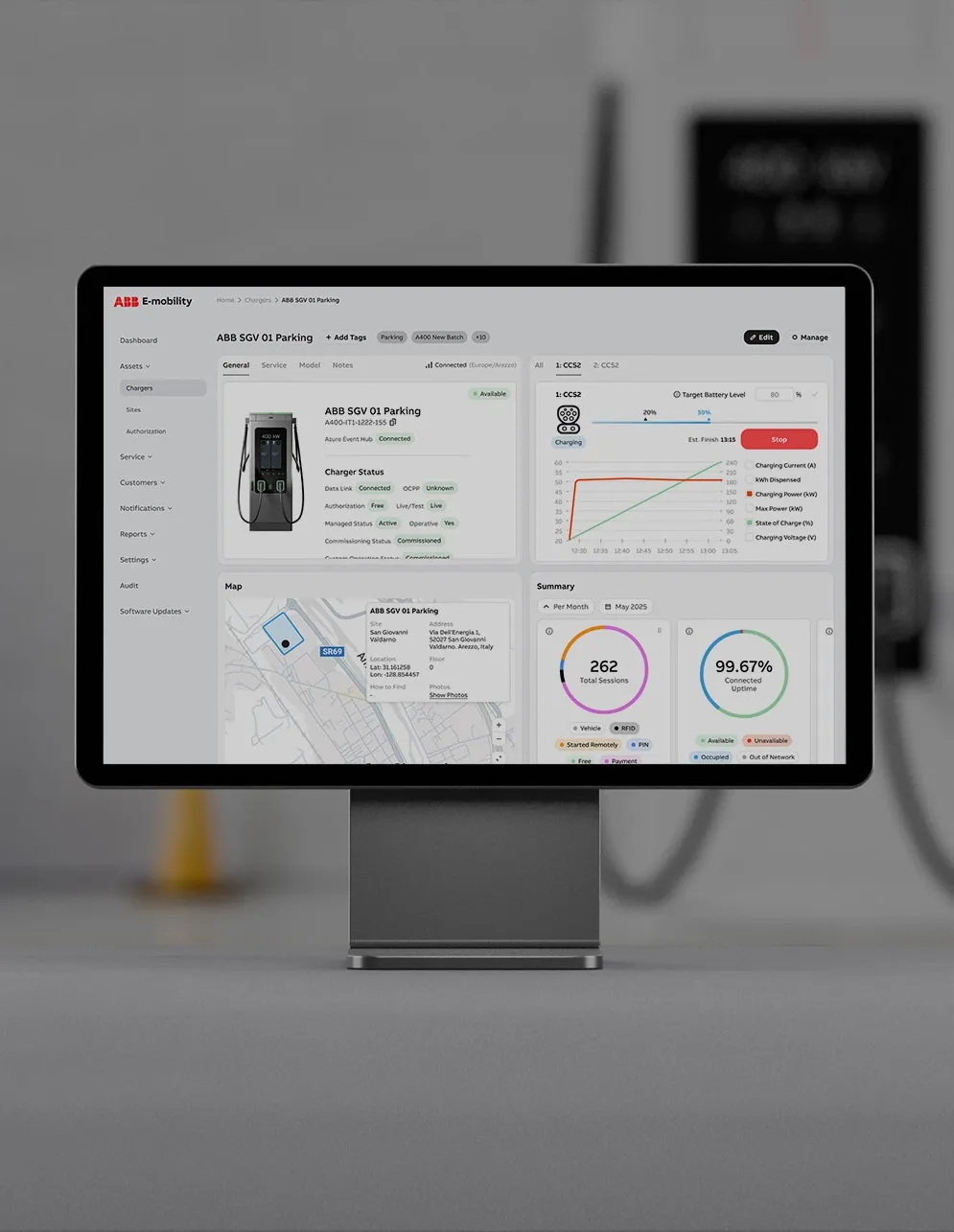 Asset management toolchain dashboard on a computer monitor