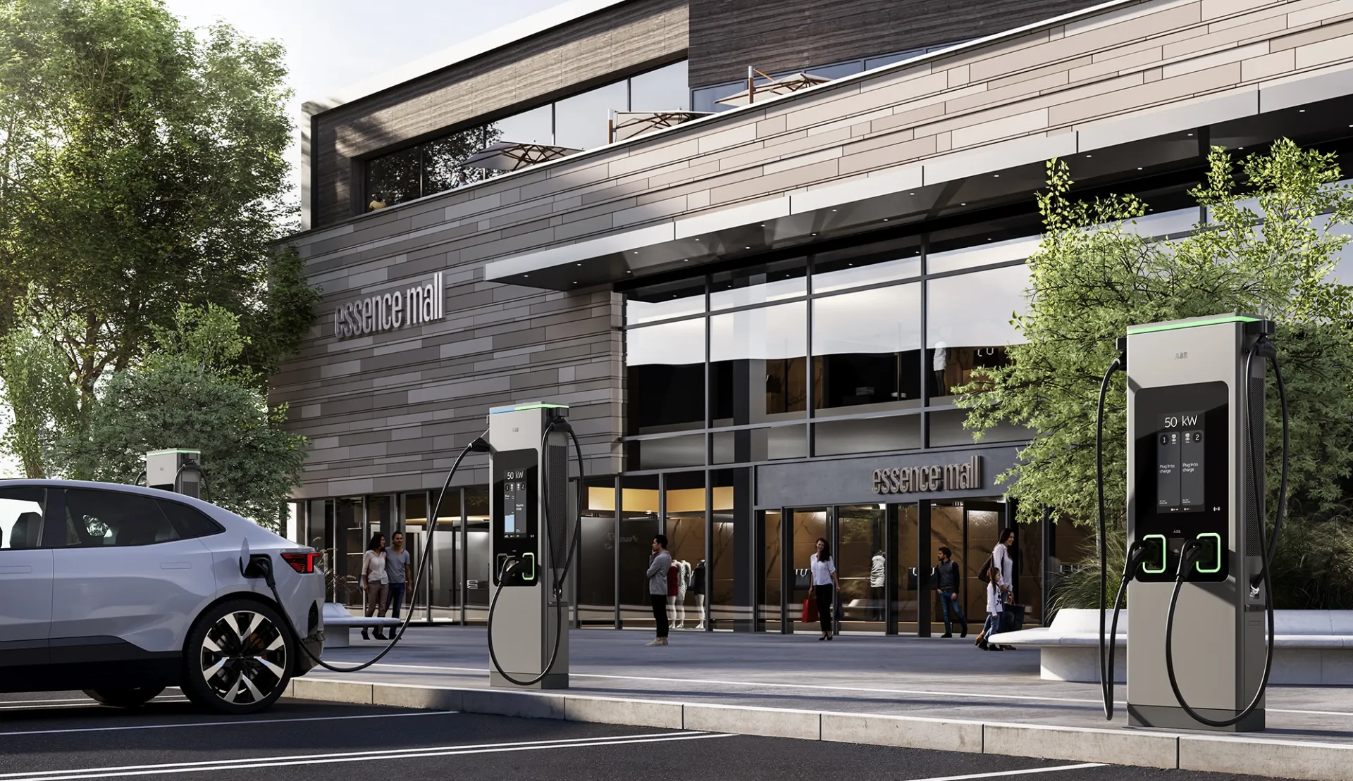 C50 chargers in the carpark of a shopping mall