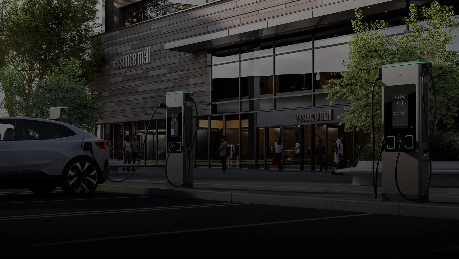 C50 chargers outside of a shopping mall with one in use