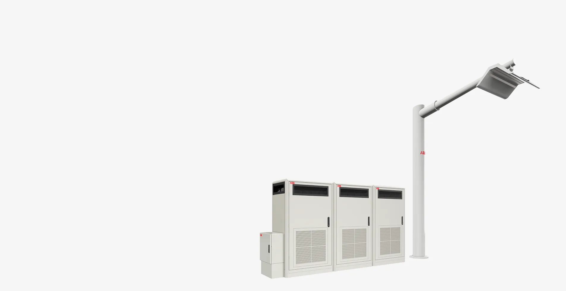 Pantograph-up charging pole with three HVC150 cabinets